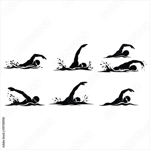 vector illustration of a swimming