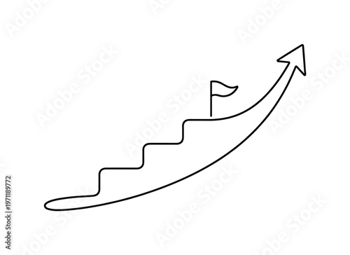 Building momentum through consistent small actions in long term personal and professional growth, a flowing line forming gradual steps that seamlessly
