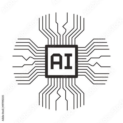 Artificial intelligence microchip a symbolic representation of modern technology and neural networks