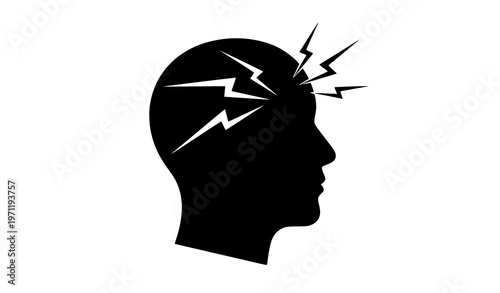 Emotional stress silhouette icon vector illustration