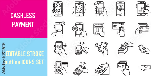 Cashless Payment Gesture Icon...