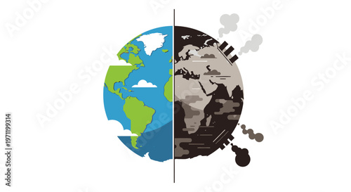 Earth Divided into Two Halves.