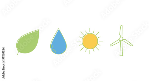 Eco friendly energy icons set.