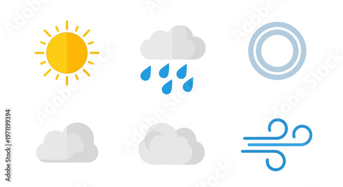 Weather forecast symbols icons set.