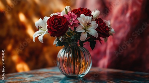Elegant Vase of Vibrant Flower Bouquet