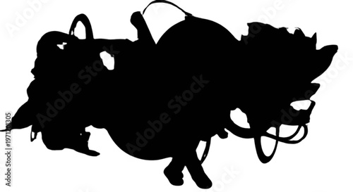 A black silhouette of a cowboy riding a horse