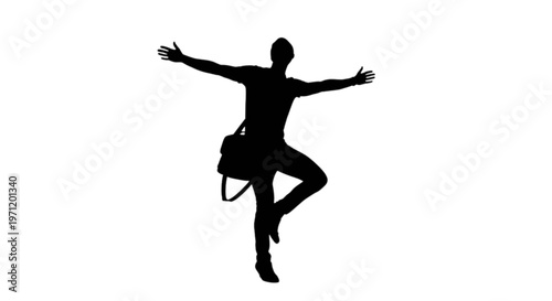 A person in a yoga pose with a backpack