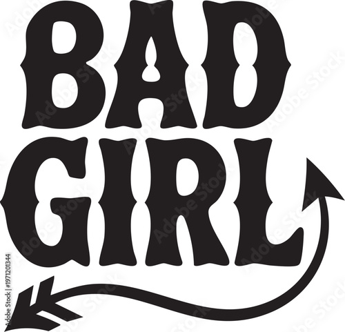 Striking black and white typography design featuring devil horns and rebellious text, ideal for urban fashion, music branding, or youth marketing campaigns.