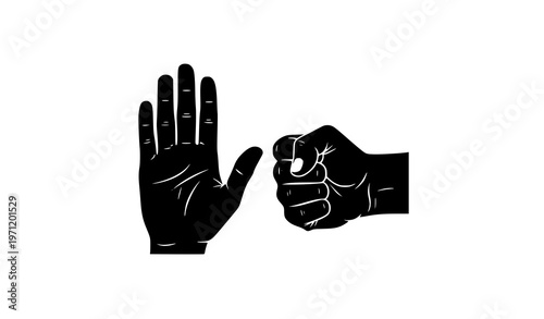 Domestic violence awareness glyph icon stop hand silhouette vector