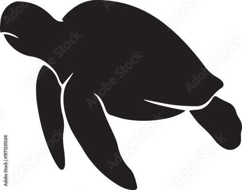Sea Turtle Silhouette Marine Life Vector Graphic