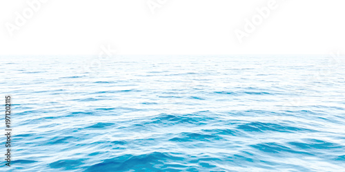 A serene and abstract view of calm blue water surface ripples reflecting a bright white sky above