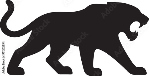 silhouette of angry lion illustration on white background