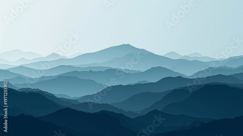 Deep Blue Mountain Layered Landscape Background