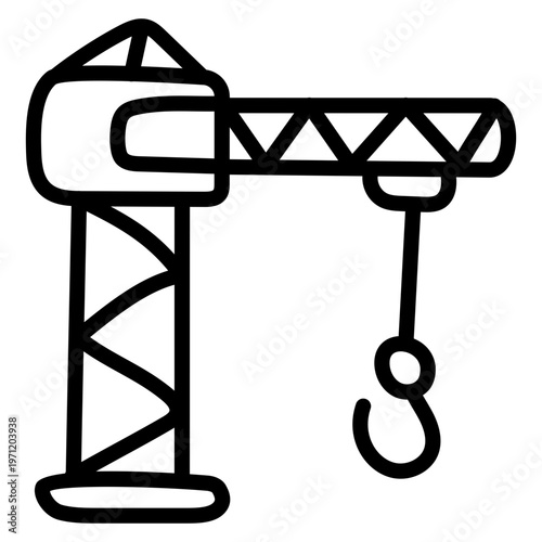 Unique design icon of tower crane 