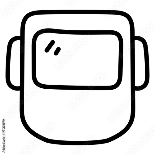 A linear design icon of welding helmet