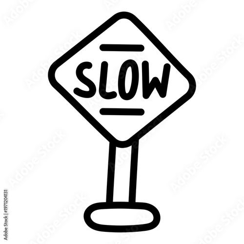 A linear design icon of slow down board  