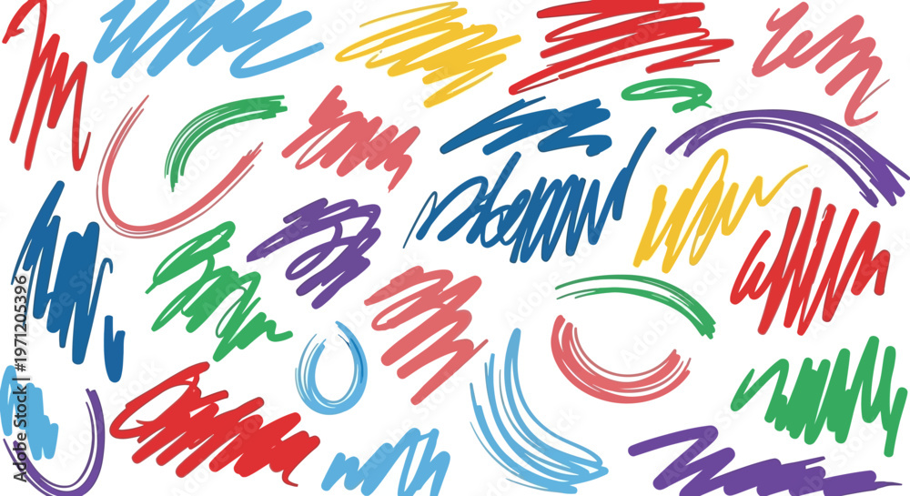 Obraz premium Colorful Scribble Brush Strokes - Abstract Background