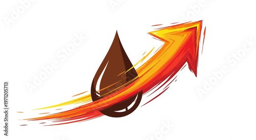 Oil Price Increase Arrow, Crude Oil Drop, Energy Market Growth Concept