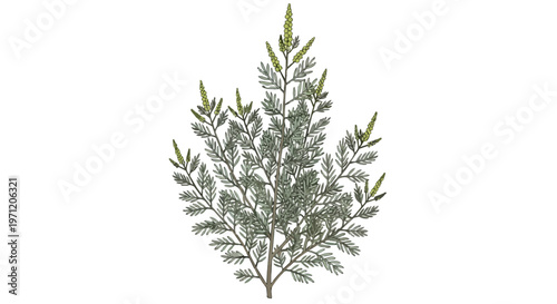 Illustration of a Sagebrush Plant Isolated on White Background