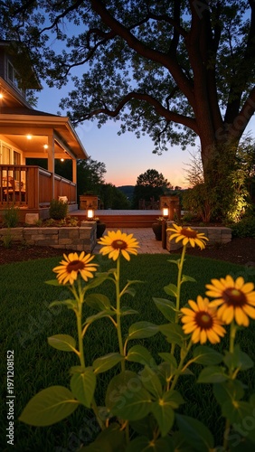 Summer Evening on a Luminous Suburban Patio