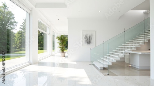 Luxurious Modern American Home with White Marble and Natural Light