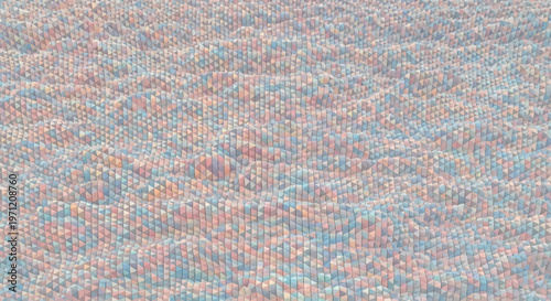 A softly focused, abstract background composed of tiny, shimmering beads in pastel tones, creating a gentle, undulating wave-like pattern that evokes a sense of calm and wonder
