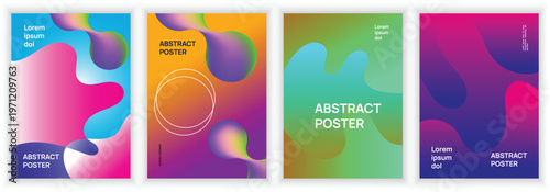 Colorful Liquid Blob Abstract Poster Set with Gradient Blends and Organic Shapes, Modern Creative Vector Layout Collection for Poster, Cover and Corporate Branding Use