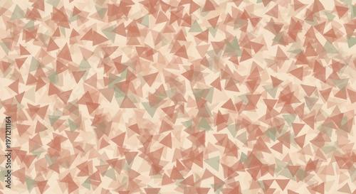 Abstract geometric pattern featuring a multitude of scattered triangles in muted earthy tones, creating a dynamic and textured background for various design projects and digital presentations