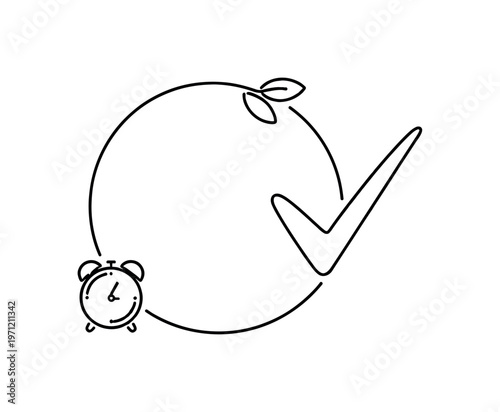 Maintaining long term discipline and building consistent habits through simple repeated daily routines, a flowing line forming a circular loop that