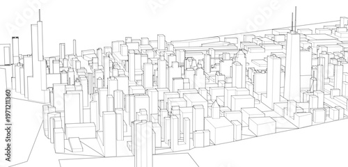 modern city architectural landscape sketch 3d illustration	
