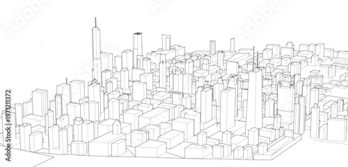 modern city architectural landscape sketch 3d illustration	
