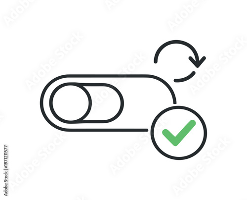 Feature flag rollback and quick reversal of problematic updates in software deployment, a simple toggle switch flipped back with a small circular