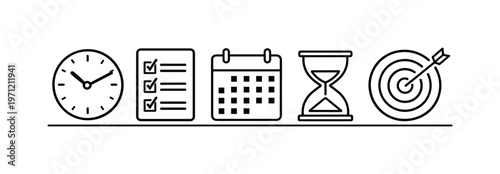 Time management and productivity planning for efficient daily workflow and structured task prioritization in professional life, clock, checklist