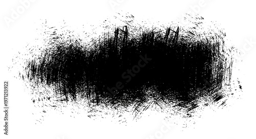 Black Grunge Brush Stroke Texture Isolated on White Background