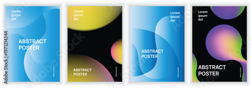 Soft Gradient Abstract Poster Set with Minimal Fluid Shapes and Smooth Color Blends, Modern Clean Vector Layout Collection for Poster, Cover and Corporate Branding