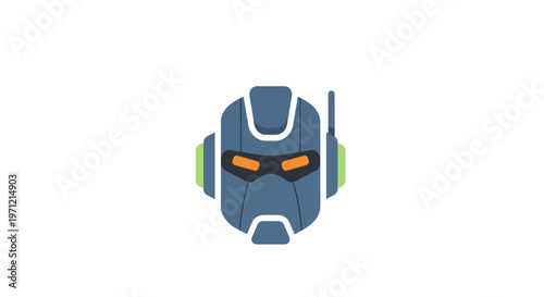 Abstract illustration of a robot's head in a futuristic and minimalist style.