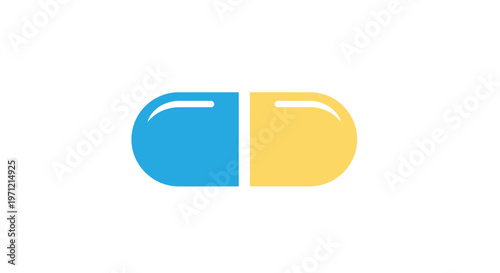 A graphic illustration depicting a colorful capsule for medicinal or health-related concepts