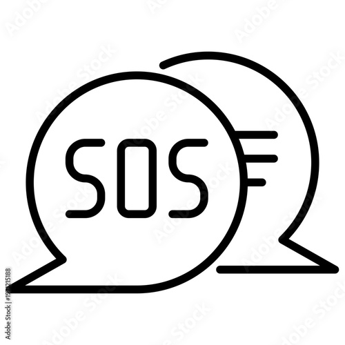 SOS message line icon. SOS  speech bubble, vector illustration
