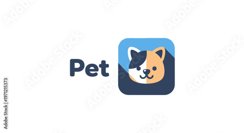 A Cute Pet App Icon Depicting a Dog's Face with Blue and Orange Colors