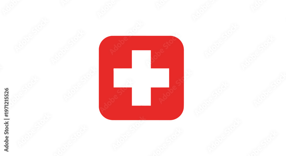 Obraz premium Medical Emblem: A Red Square with White Cross Signifying Aid and Assistance