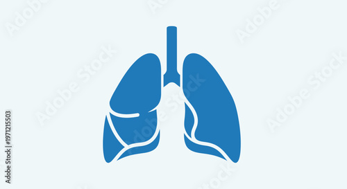 Illustration of Human Lungs in Blue, Depicting Respiratory System, Health and Anatomy