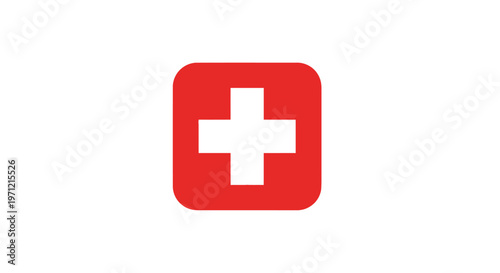 Medical Emblem: A Red Square with White Cross Signifying Aid and Assistance