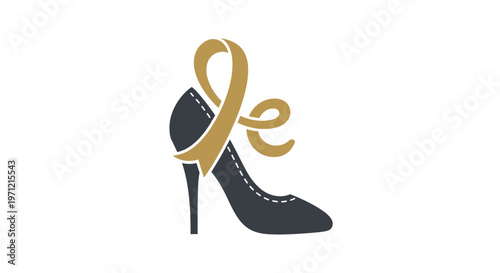Elegant high heel shoe with ribbon logo design vector illustration isolated on white