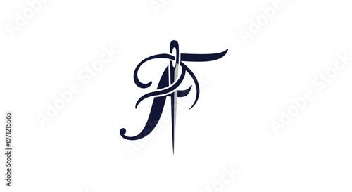 Elegant Tailoring Logo Design Featuring a Needle Intertwined with the Letters 'AF'