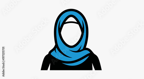 Minimalist Illustration of a Woman Wearing a Hijab in a Modern and Simple Style