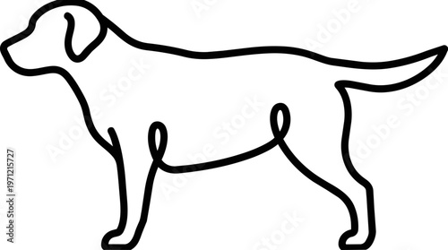 Dog Standing Side View Line.