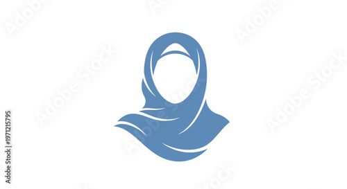 Minimalist representation of a hijab, modern design, clean lines, and cultural illustration