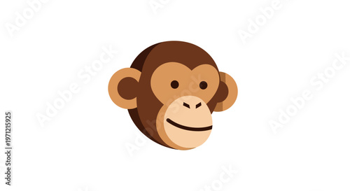 Cartoon monkey face illustration, isolated on white background, design element