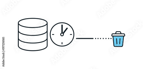 Data retention limit and automatic deletion after a defined storage period in compliance-driven systems, a simple database cylinder with a small clock