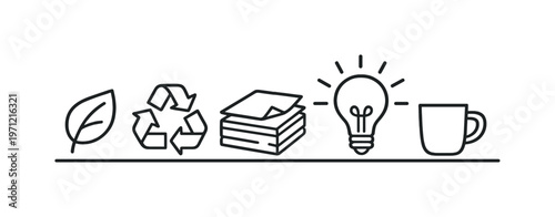 Green office practices and sustainable workplace initiatives for reducing waste and improving environmental responsibility in daily operations, leaf